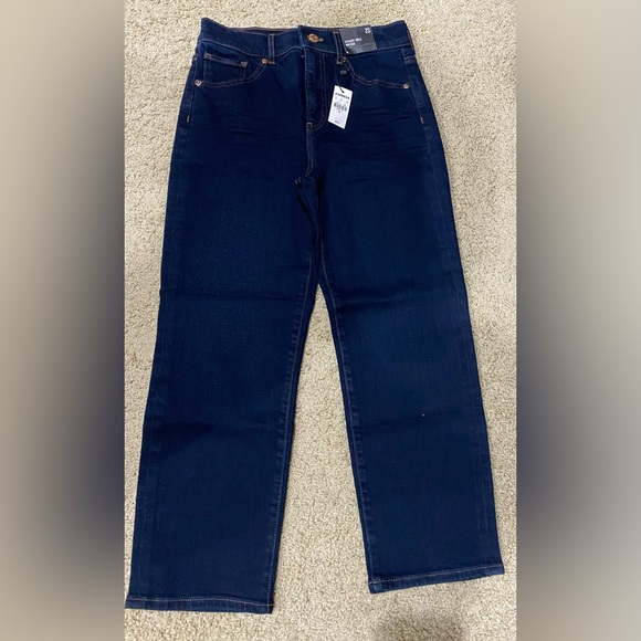 Express Ladies Straight Ankle High Rise Dark Wash Jeans NWT Size 2S - Picture 1 of 3